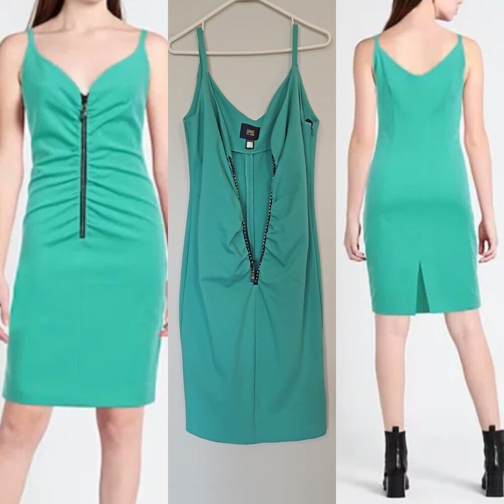 Roberto Cavalli Class Emerald Green Rhinestone Midi Dress – IT 46 / US 10